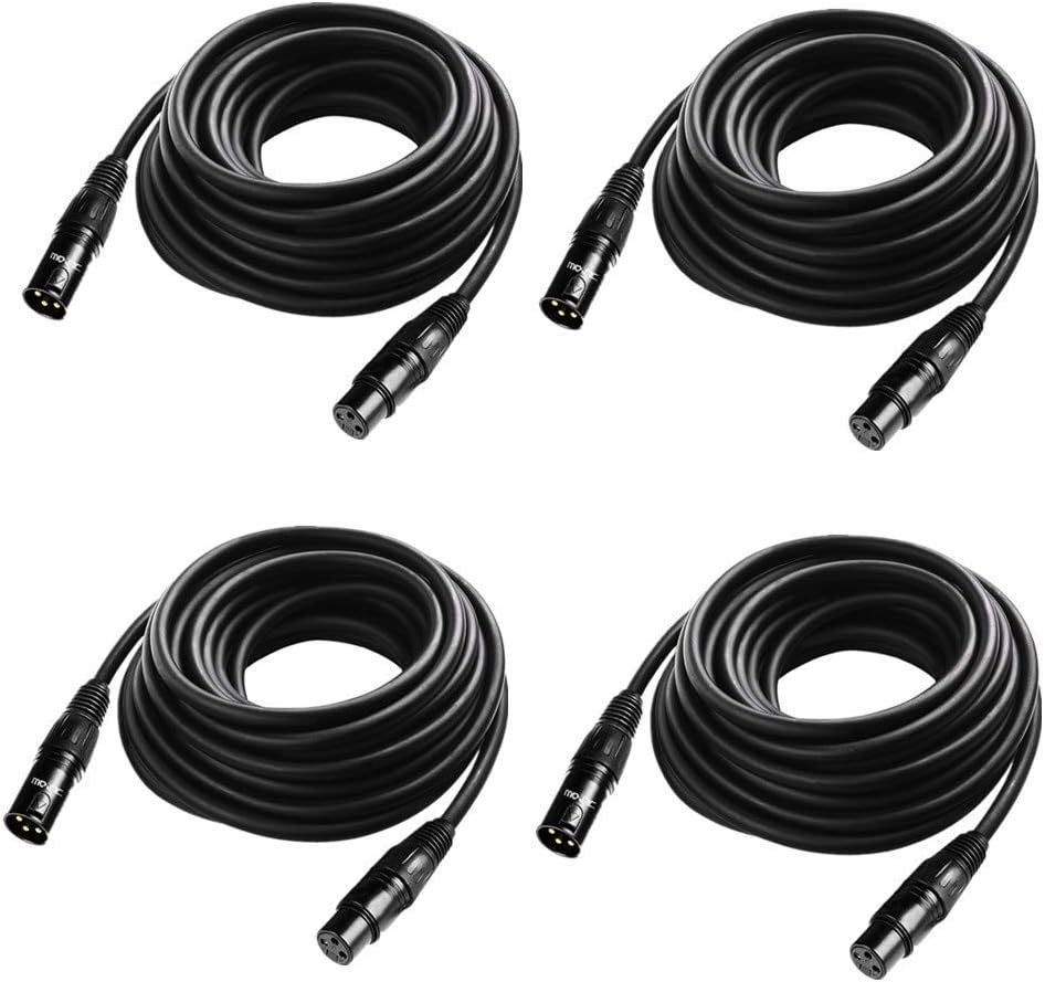 25 ft 3 Pin XLR Male to Female DMX Cable, 4 Pack C962
