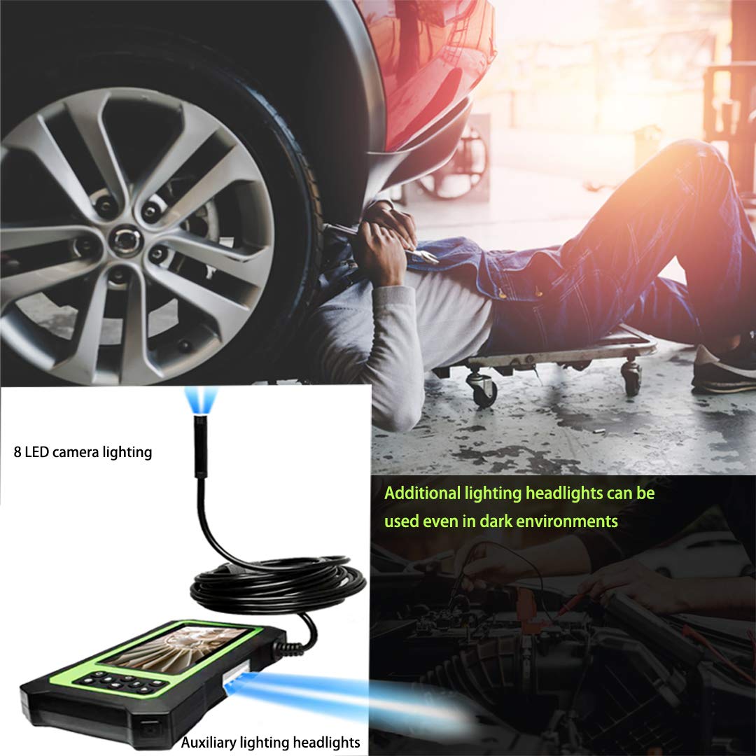 Dual Lens Video Endoscope Camera with Lights, 1080P Borescope Inspection Camera, 8 mm IP67 Waterproof, 16.5FT Semi-Rigid Cable, 32GB Card O381