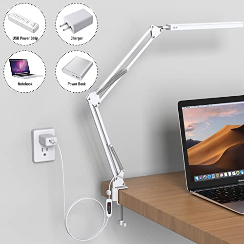 LED Desk Lamp with Clamp, 3 Lighting 10 Brightness Modes, Black P125