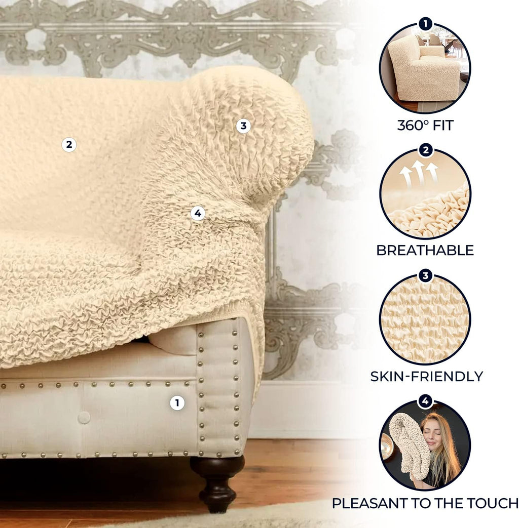 Cream L-Shape Sofa Slipcover M869562