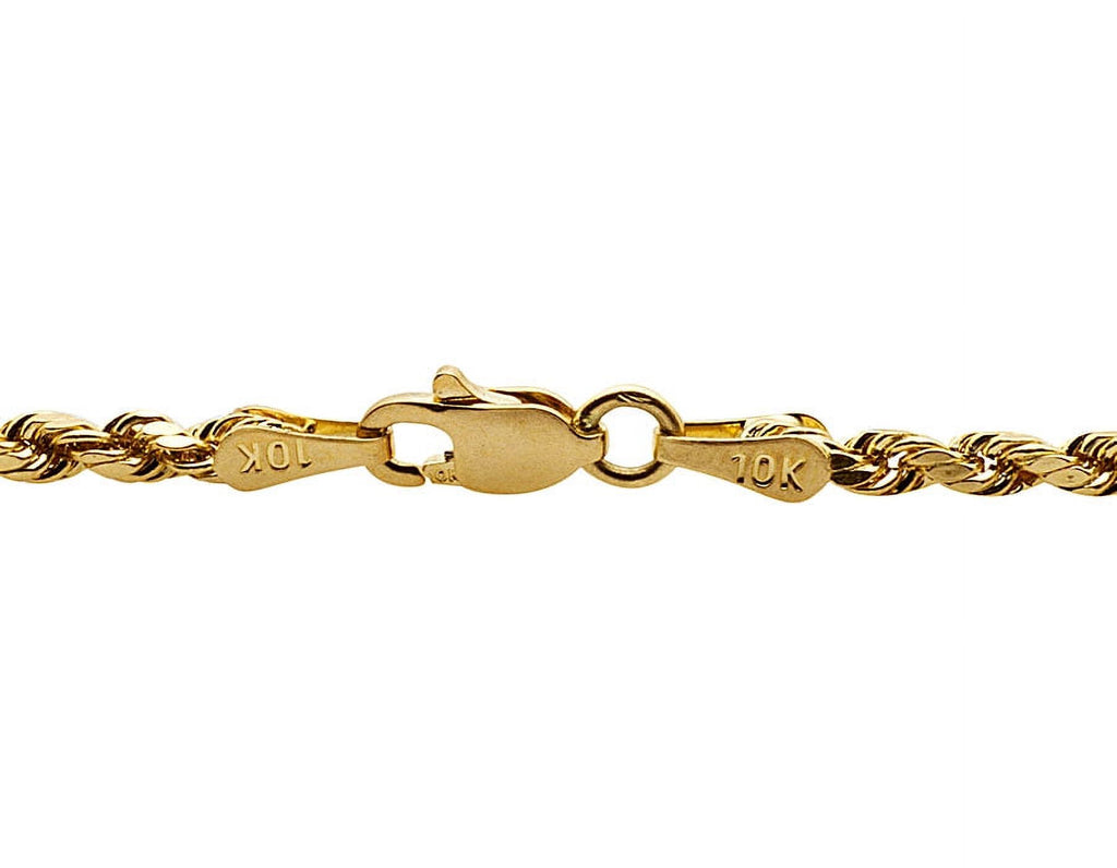 10K Yellow Gold Hollow Rope Chain Necklace 16-28 Inches O3235