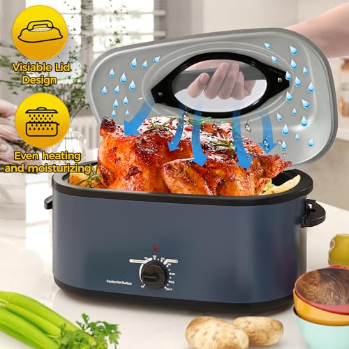 Silver Stainless Steel Electric Roaster Oven with Removable Pan and Rack P77139