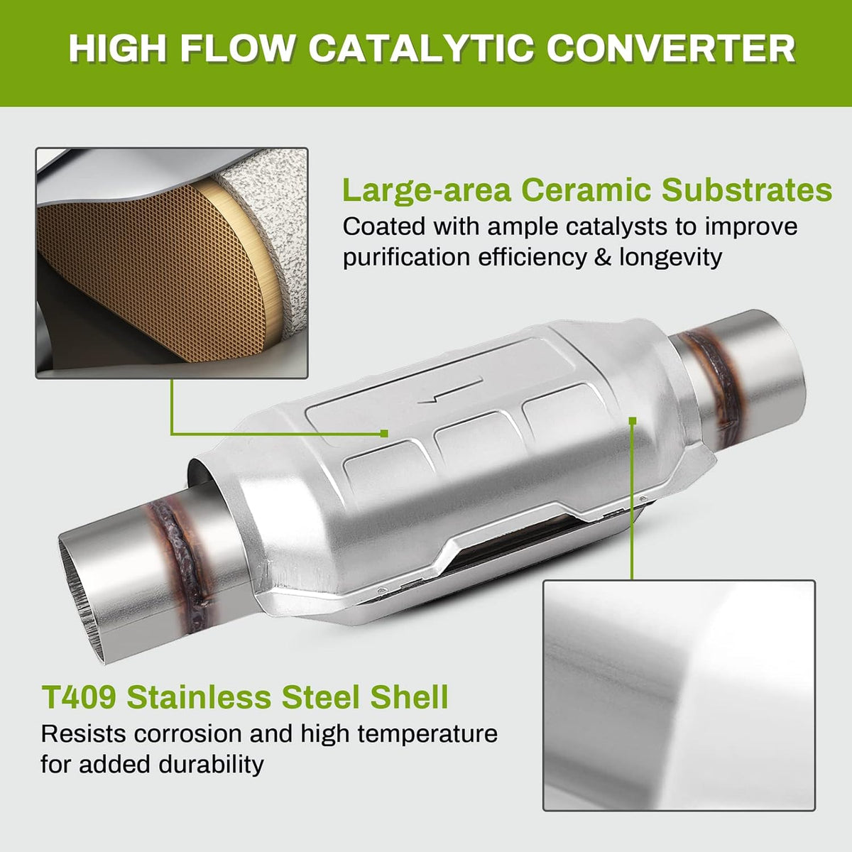2.5 Inlet/Outlet Universal Catalytic Converter O9514