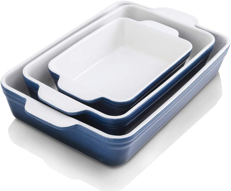 White 3-Piece Ceramic Baking Dish Set Y5673