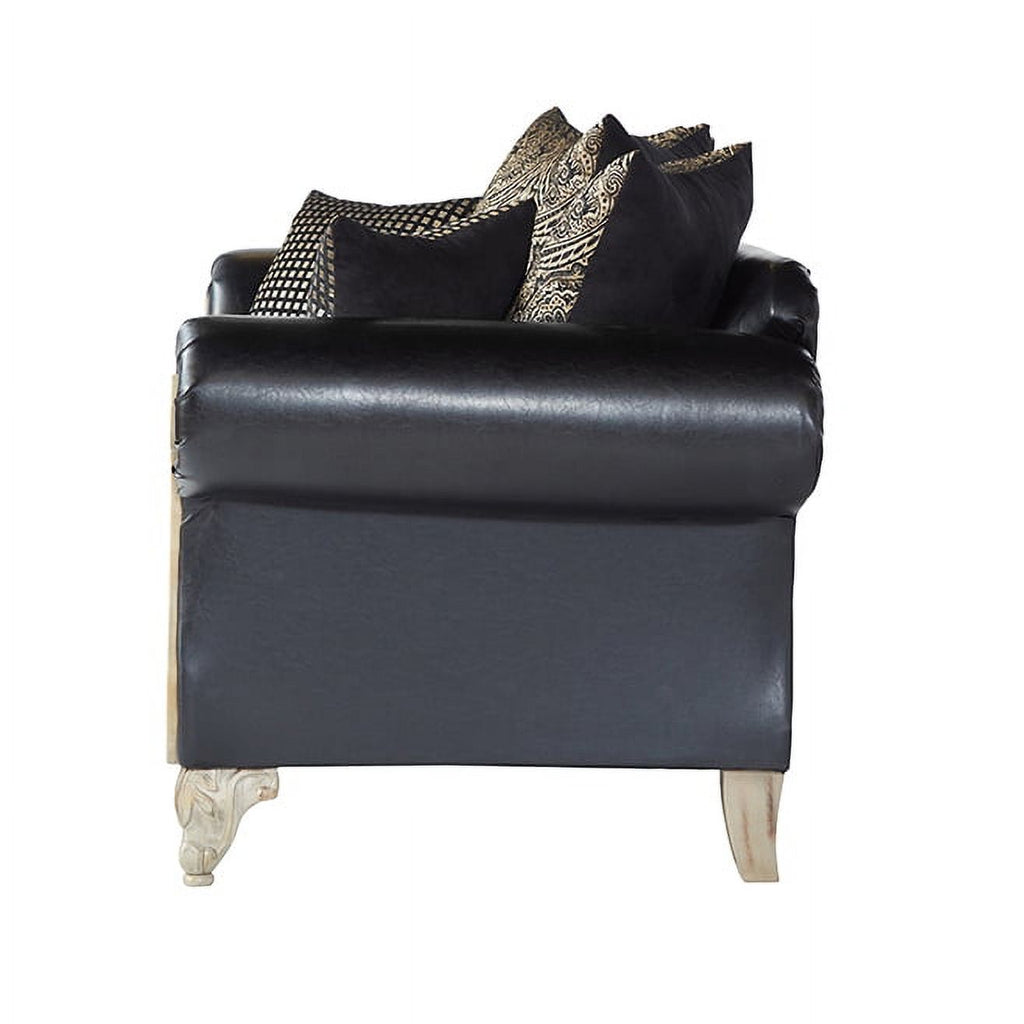 Ebony Faux Leather Sofa R5002