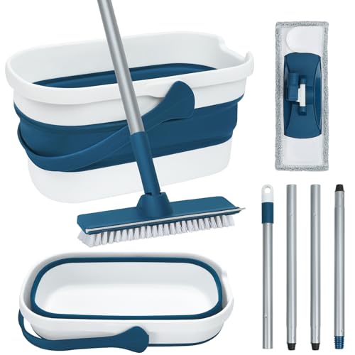 Collapsible Mop and Bucket Set with Washable Microfiber Mop D211