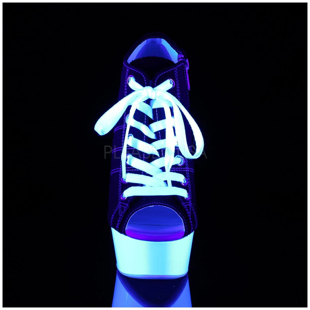 11 Black Canvas Neon White Heels X3878