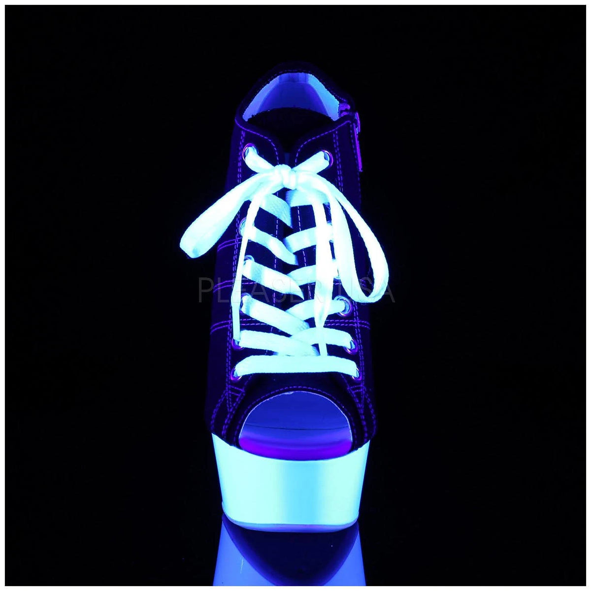 11 Black Canvas Neon White Heels X3878