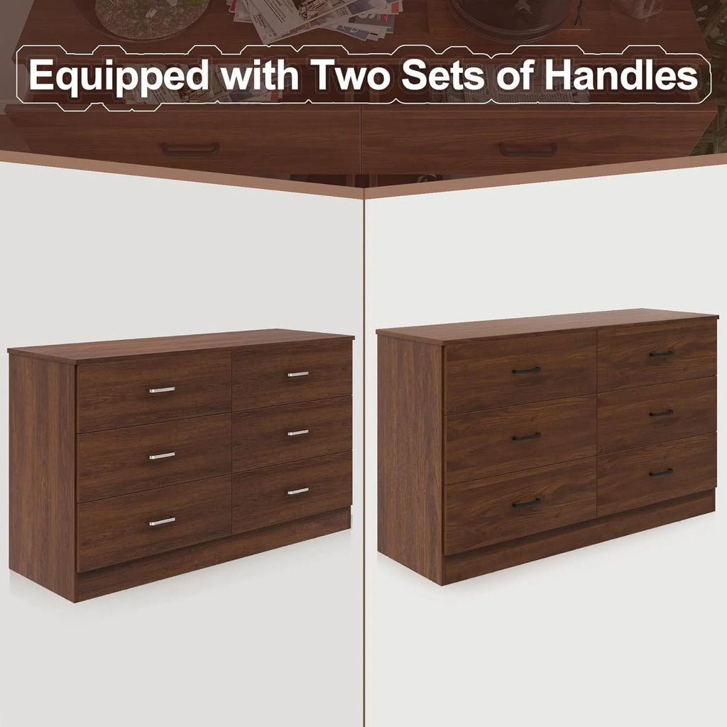 White 6 Drawer Wood Dresser H707
