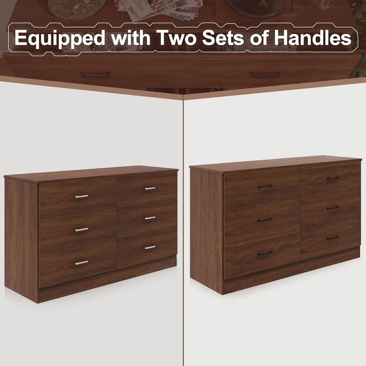 White 6 Drawer Wood Dresser H707