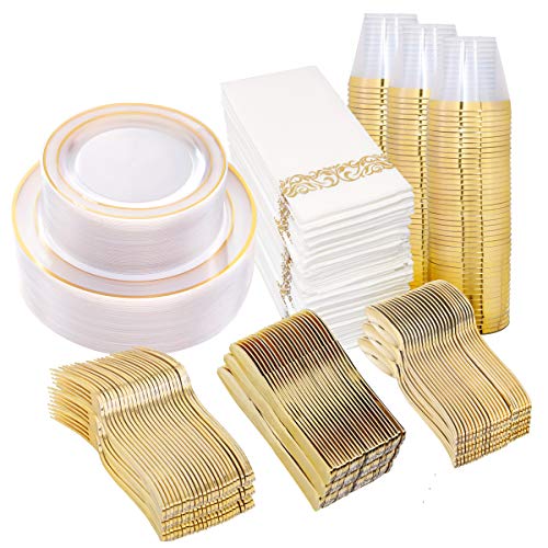 350Pcs Gold Dinnerware Set for 50 Guests O226814