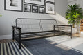 Full Size Metal Futon Frame with Espresso Wood Armrests J90837