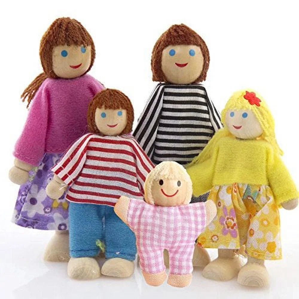 Wooden Dolls Family Playset Set of 7 Z26985