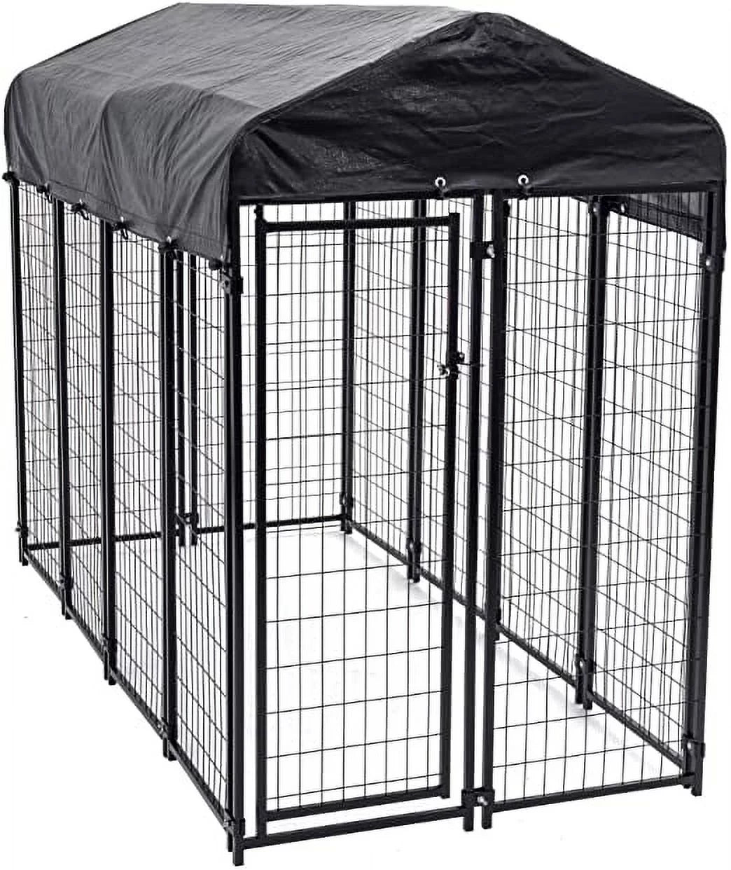 8ft x 4ft x 6ft Black Outdoor Dog Kennel with Cover H8556