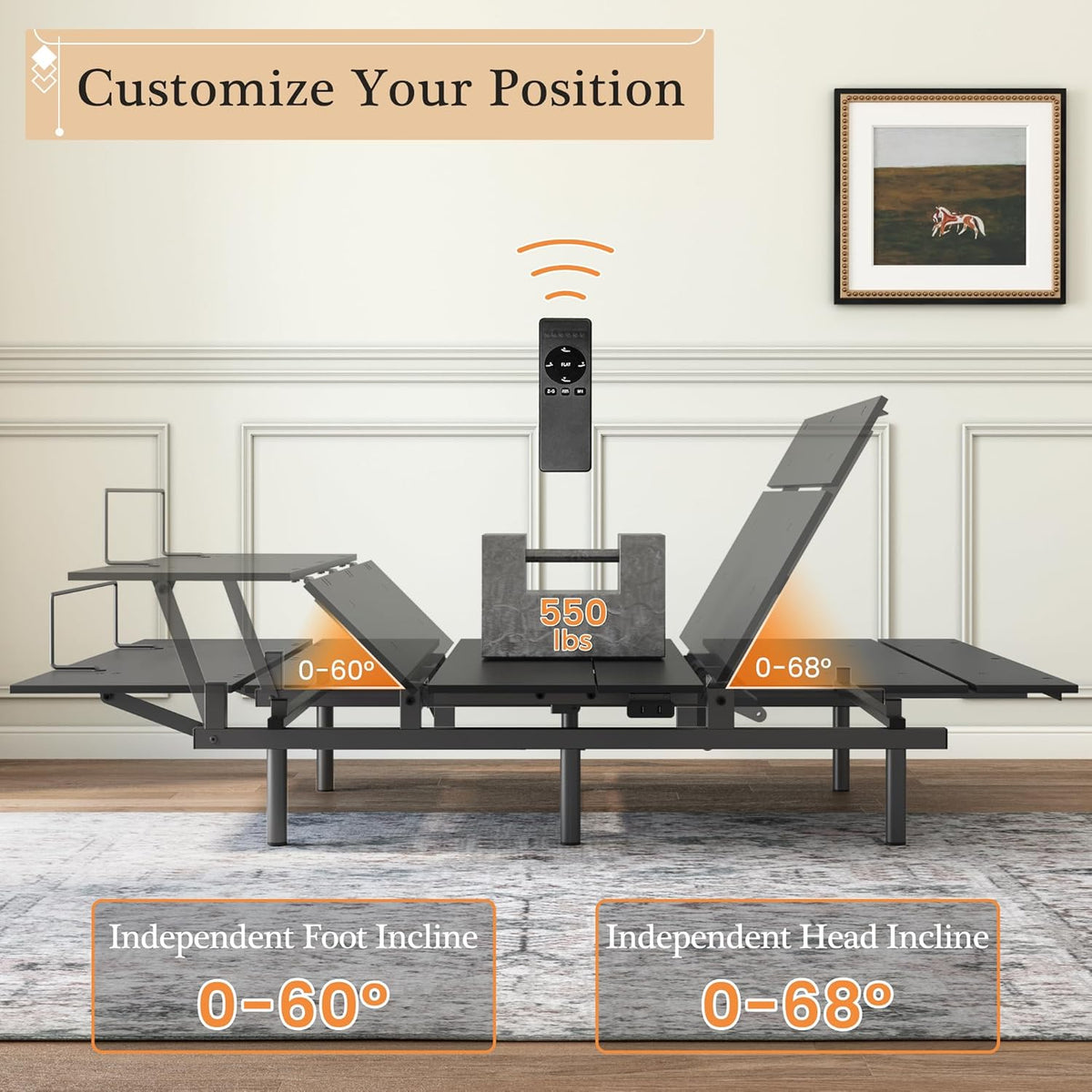 Adjustable Bed Frame with Wireless Remote and Zero Gravity I491546