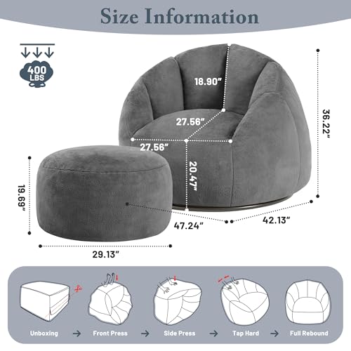 Beige Oversized Bean Bag Chair S69698