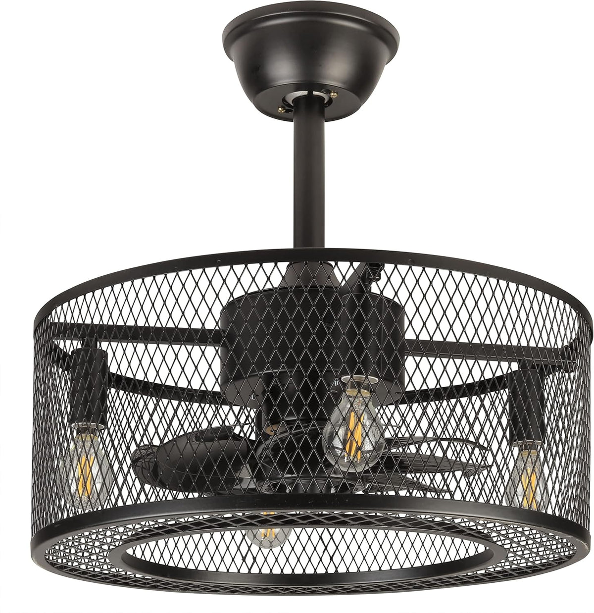 Black Caged Ceiling Fan with Lights Q668