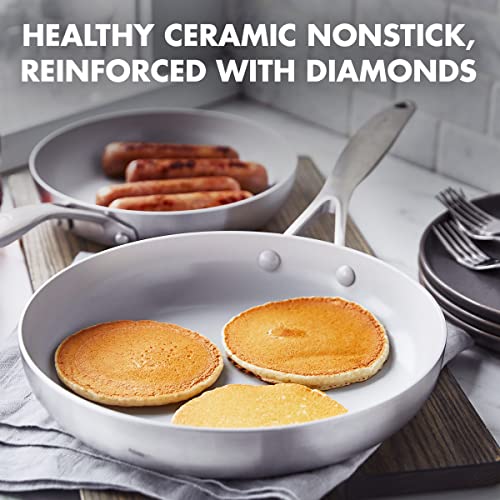 GreenPan Venice Pro Tri-Ply Stainless Steel Healthy Ceramic Nonstick 10" and 12" Frying Pan Skillet Set X3231