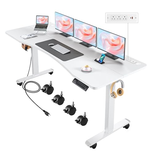 55'' x 24'' Electric Adjustable Height Sit Stand Desk with Charging Station (Oak) T5416