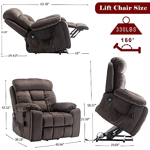 Power Lift Recliner with Massage and Heat, Dual Motor, 2 Remote Controls S11643