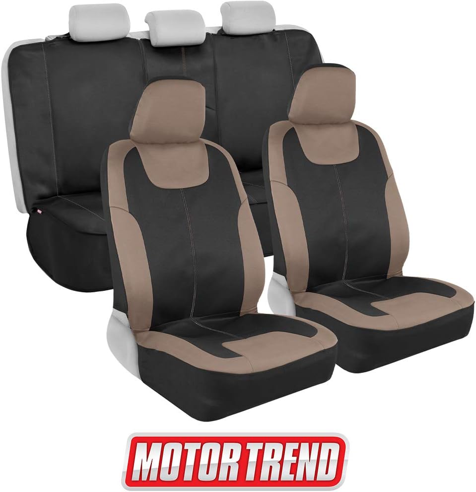 Beige Waterproof Car Seat Covers Full Set Q46571