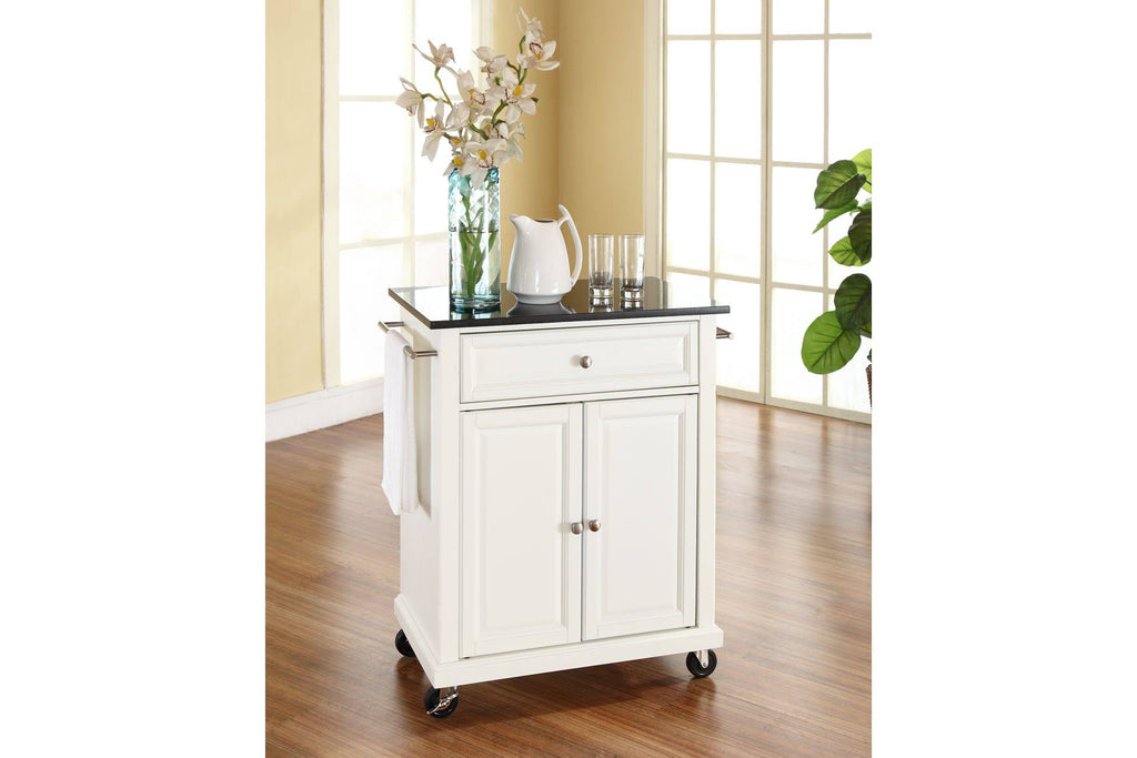 White Kitchen Cart with Granite Top T677274