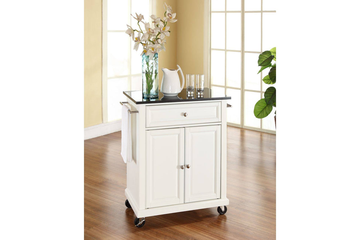 White Kitchen Cart with Granite Top T677274