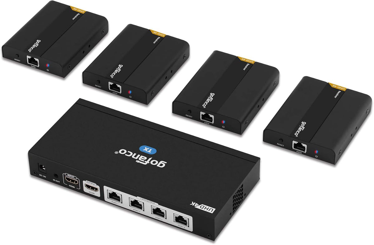 1x4 HDMI Extender Splitter 1080p Over Cat5e/Cat6/Cat7 Ethernet Cable B604374