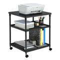 3-Tier Printer Stand Rolling Cart with Adjustable Shelf and Swivel Wheel Black J32998