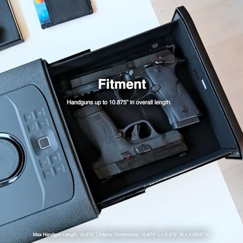 Covert Black Biometric Smart Safe with Dual Wireless Phone Charger + Auto Open Drawer J31056