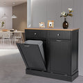 Double Tilt Out Trash Cabinet with Two Wood Drawers, Gray O945141