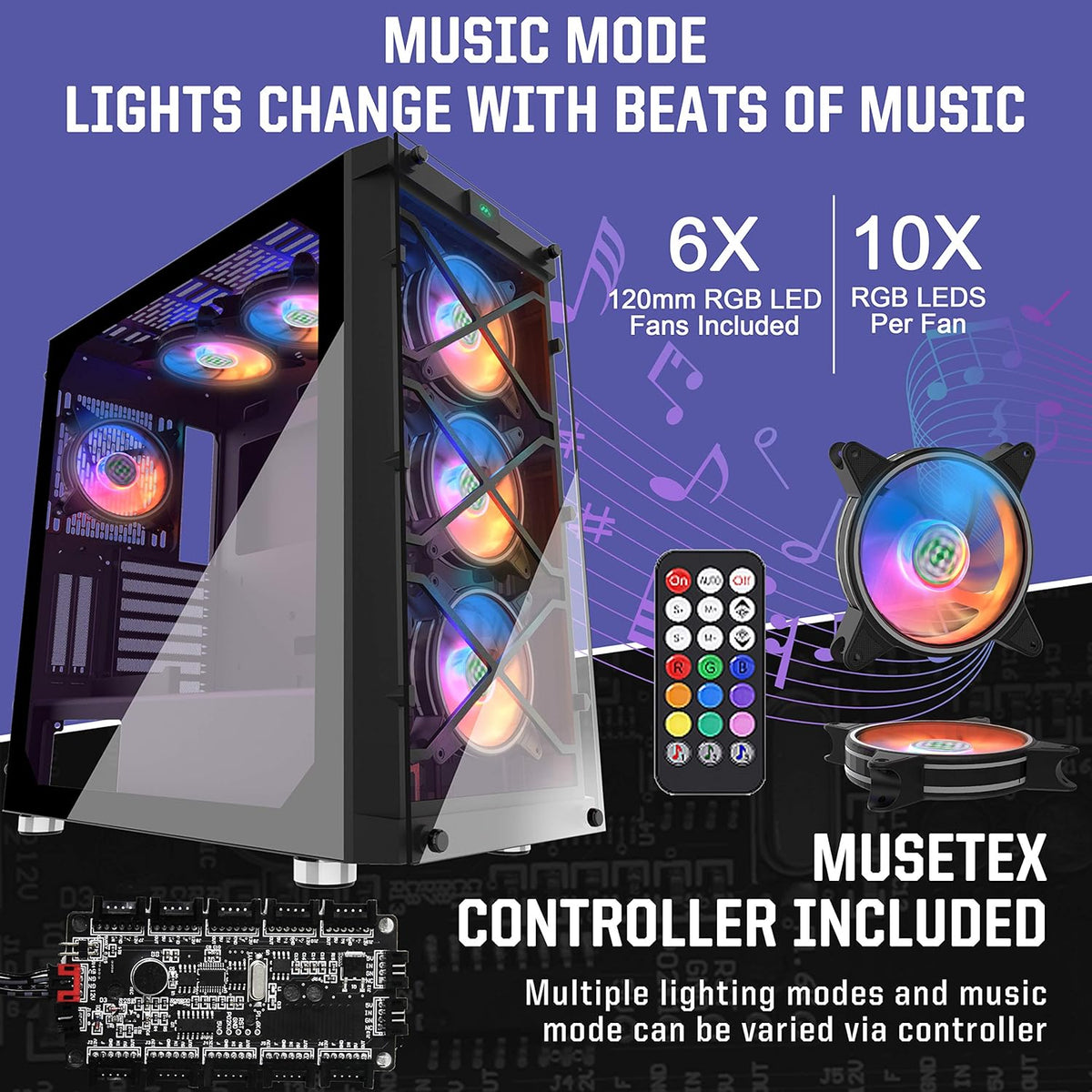 ATX Mid Tower Computer Case with Tempered Glass T698134