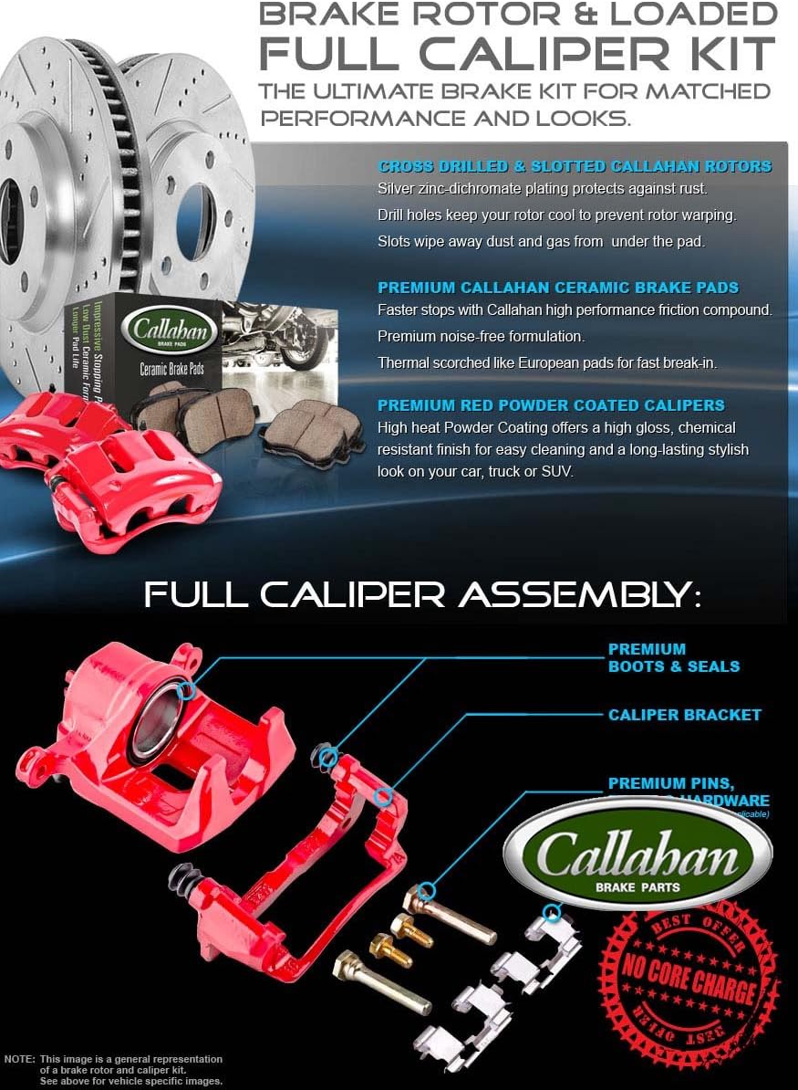 Loaded OE Calipers Drilled Slotted Brake Rotors Ceramic Pads Kit R88911