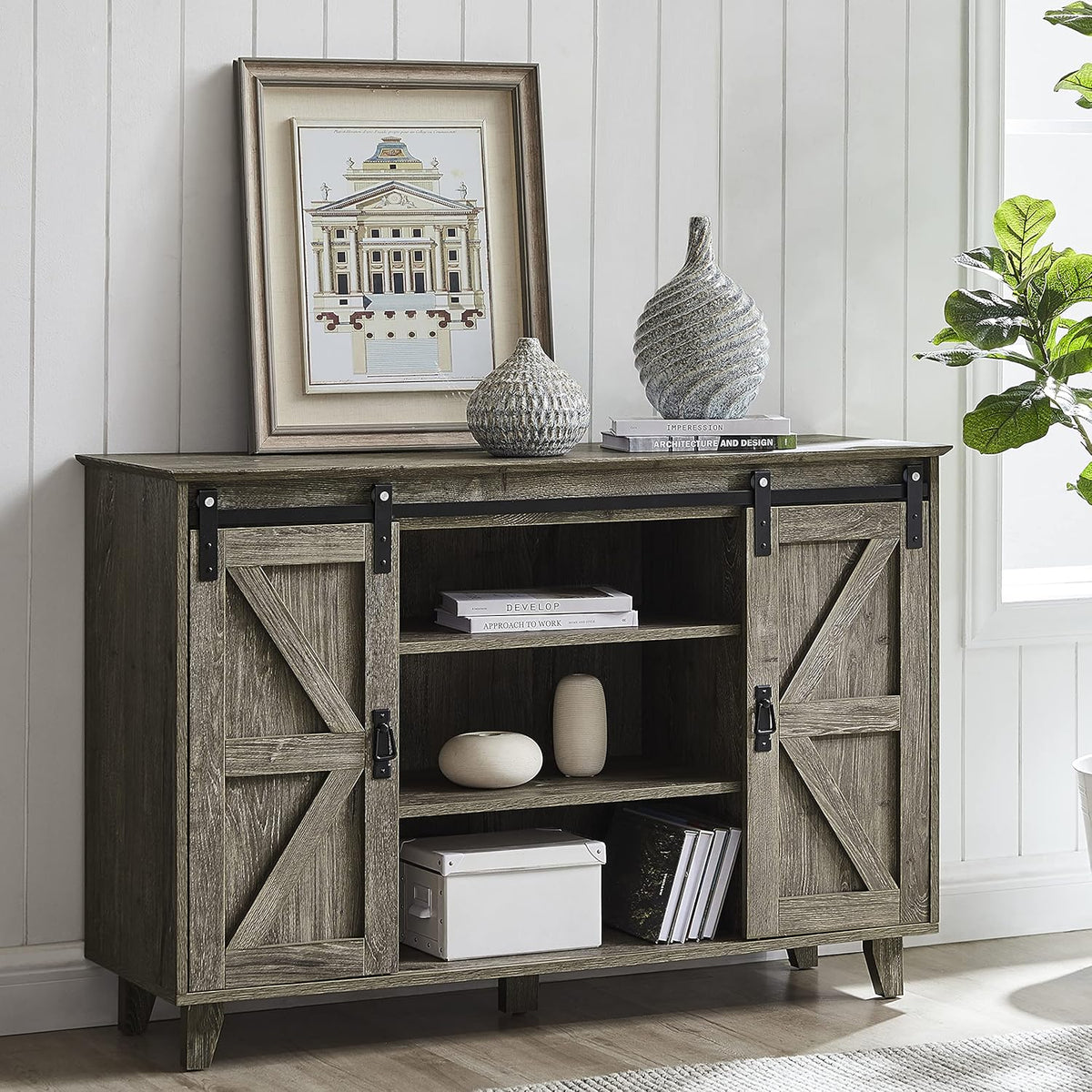 50 inch Sideboard Buffet with Sliding Barn Doors L516354