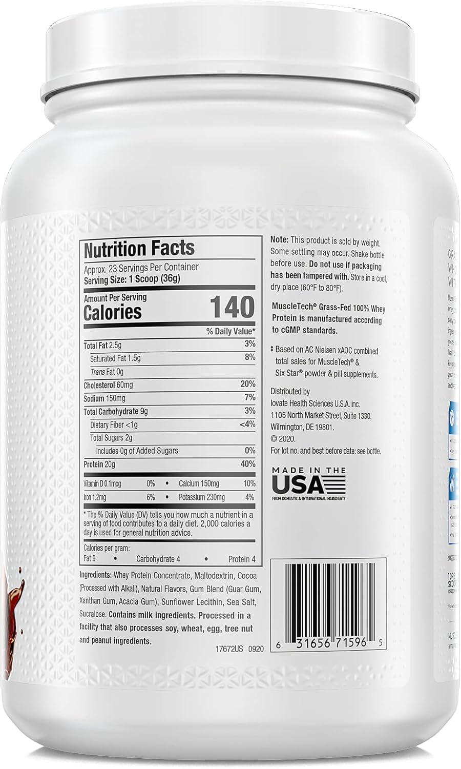 Triple Chocolate Whey Protein Powder, 1.8 lbs (Pack of 2) Q1966