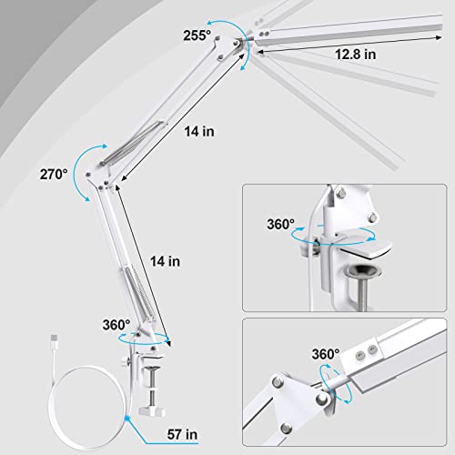 LED Desk Lamp with Clamp, 3 Lighting 10 Brightness Modes, Black P125