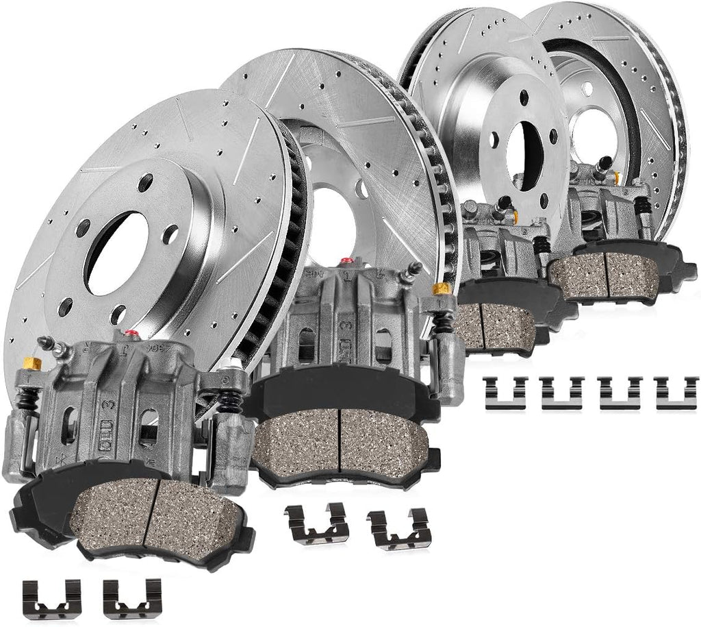 Loaded OE Calipers Drilled Slotted Brake Rotors Ceramic Pads Kit R88911