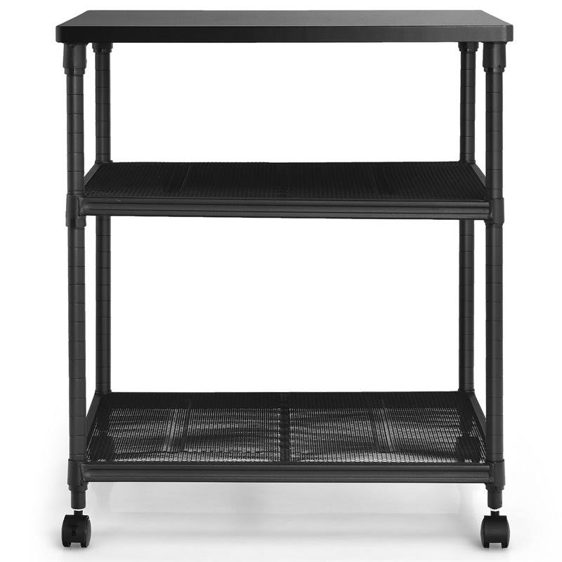 3-Tier Printer Stand Rolling Cart with Adjustable Shelf and Swivel Wheel Black J32998