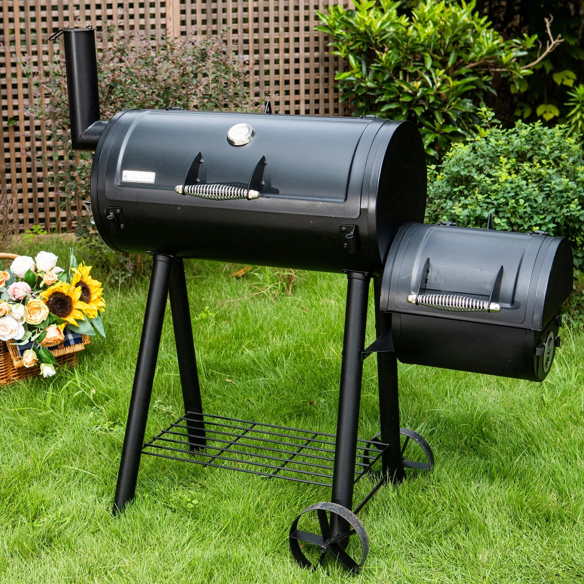 28'' BBQ Charcoal Grill with Offset Smoker J385