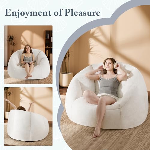 Beige Oversized Bean Bag Chair S69698