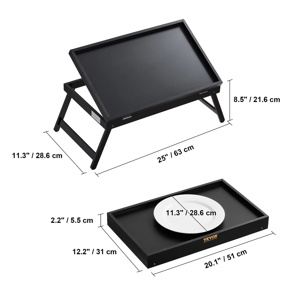 Bamboo Bed Tray with Foldable Legs Adjustable Slope B534615