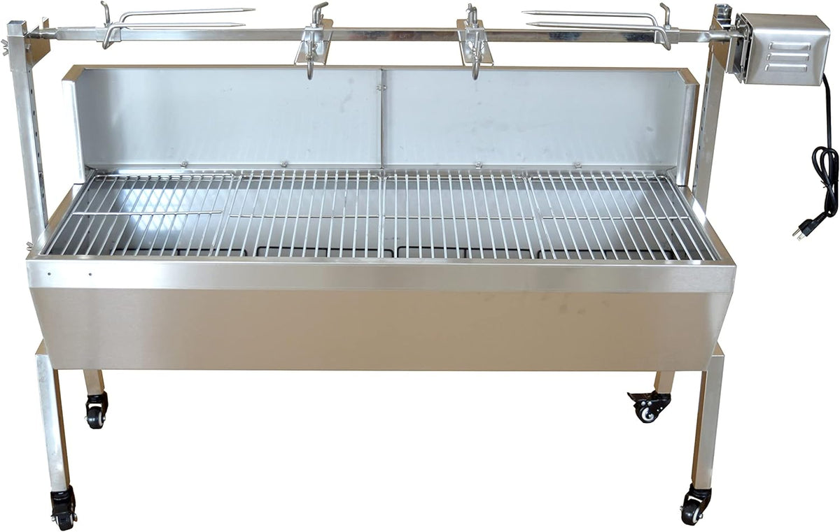 46 Inch Stainless Steel BBQ Charcoal Spit Rotating Grill Roaster E104
