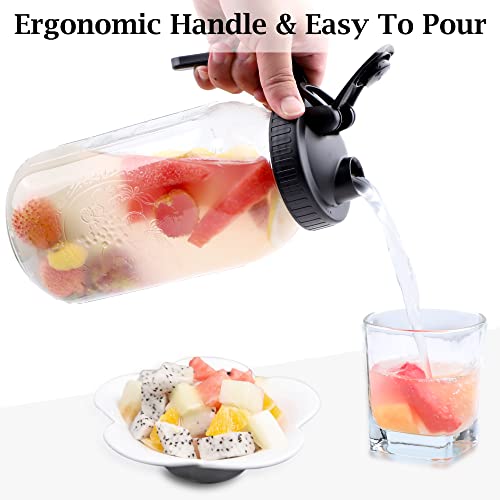 64 OZ Glass Pitcher With Pour Spout Lids G1440