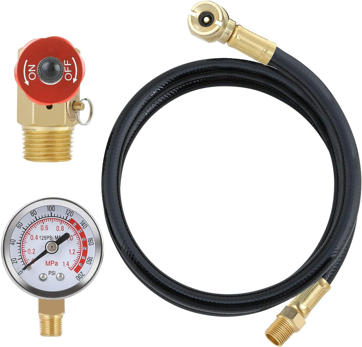 Air Tank Repair Kit with Safety Valve, Pressure Gauge and Hose X7006