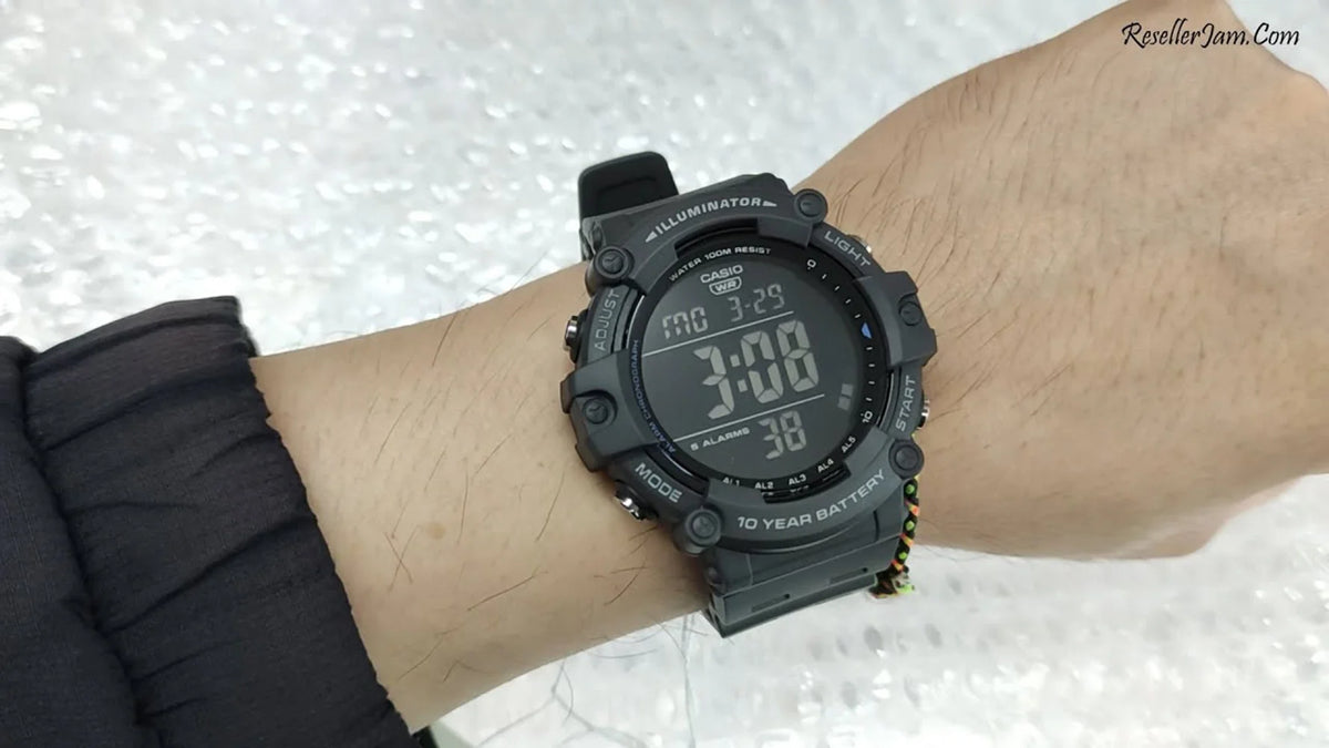 Black Digital Resin Strap Watch Z713332