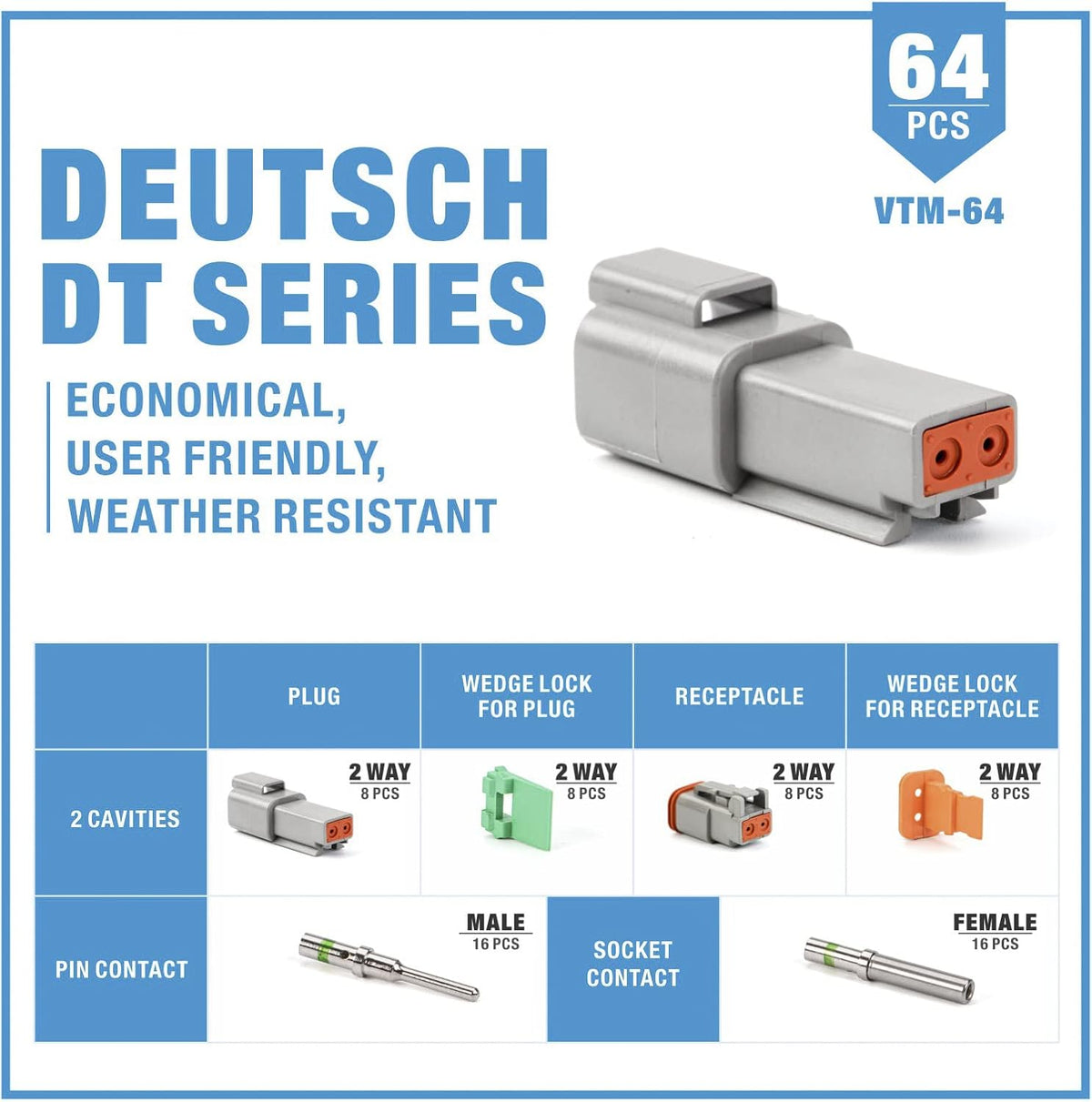 188PCS Gray Connector Kit with 16 Solid Contacts D831