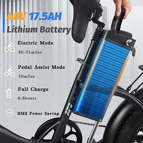 1000W Folding Electric Bike with Removable Battery Fat Tire V73187