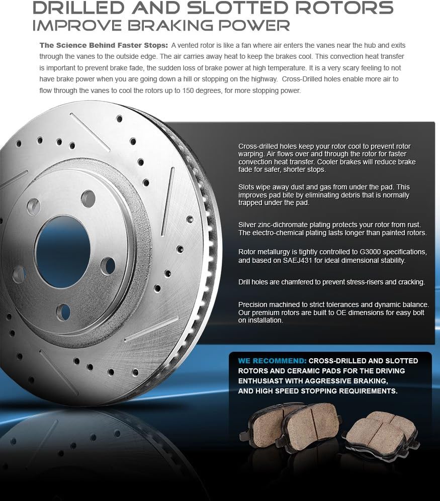 Loaded OE Calipers Drilled Slotted Brake Rotors Ceramic Pads Kit R88911