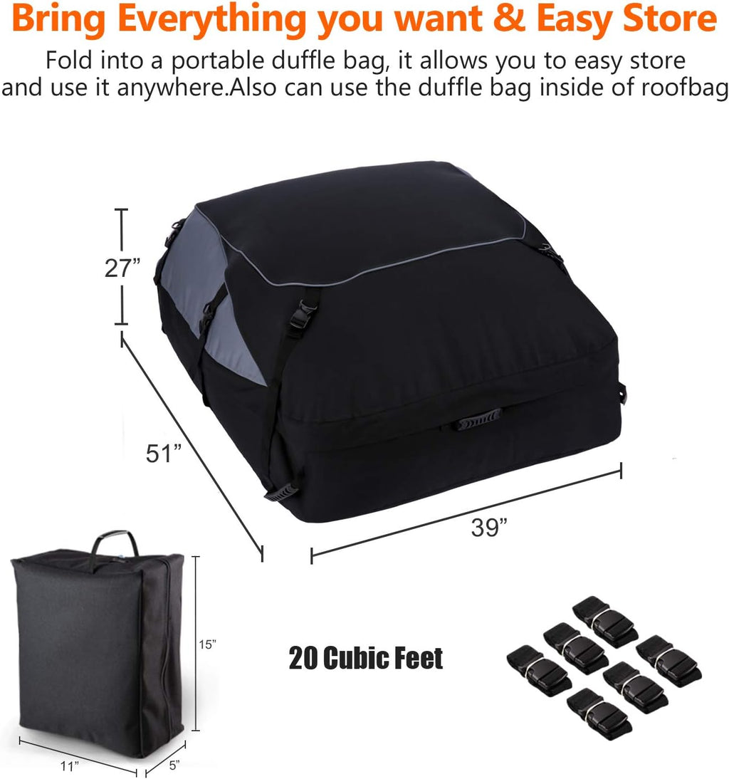 20 Cubic Feet Waterproof Car Roof Bag Cargo Carrier F6815
