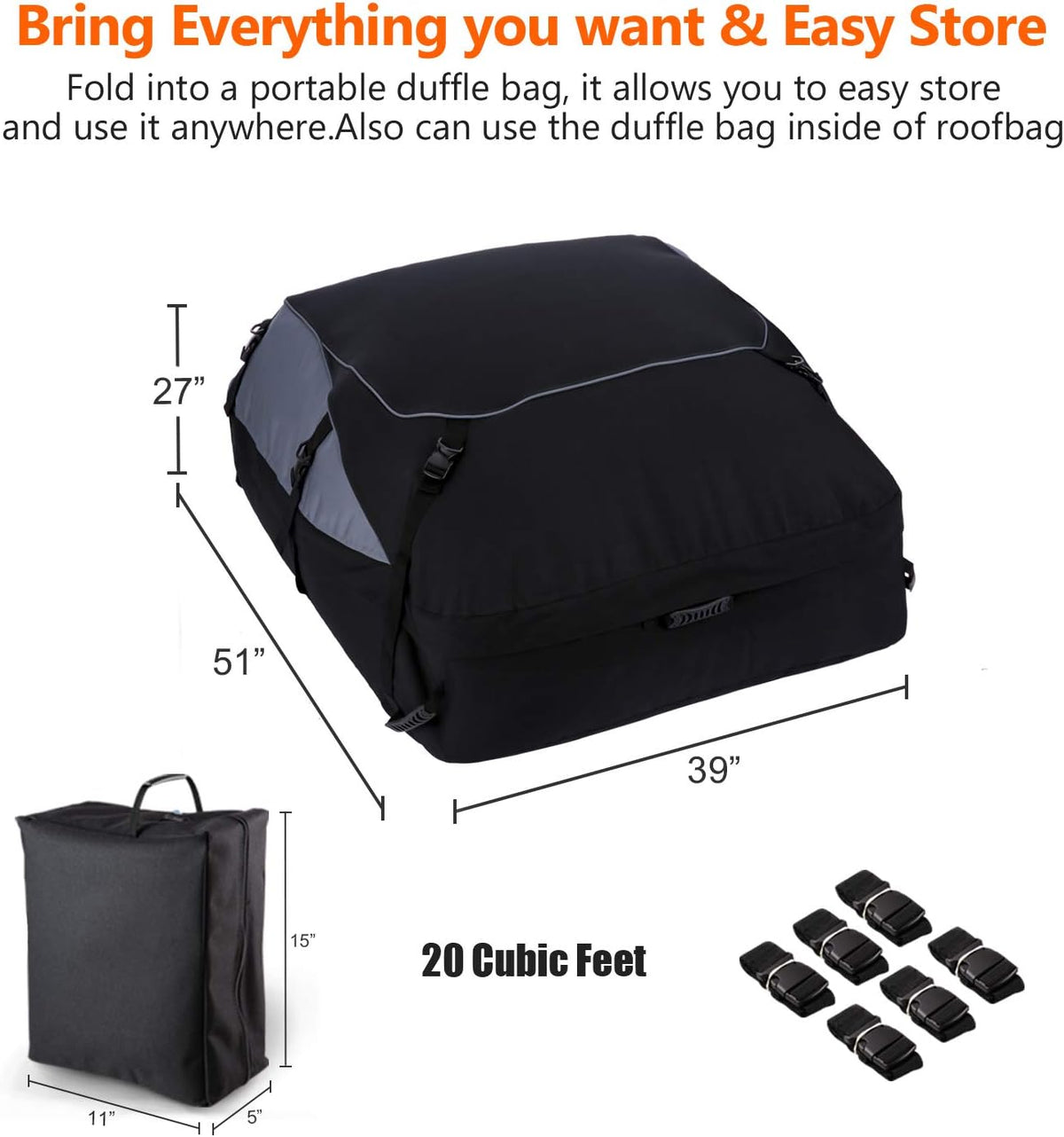 20 Cubic Feet Waterproof Car Roof Bag Cargo Carrier F6815